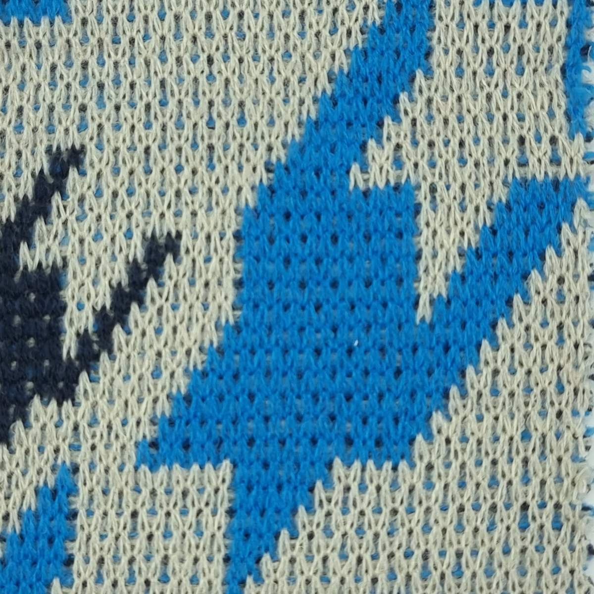 Houndstooth Jacquard Acrylic Knit Fabric - FAB 1514 - 1.Blue