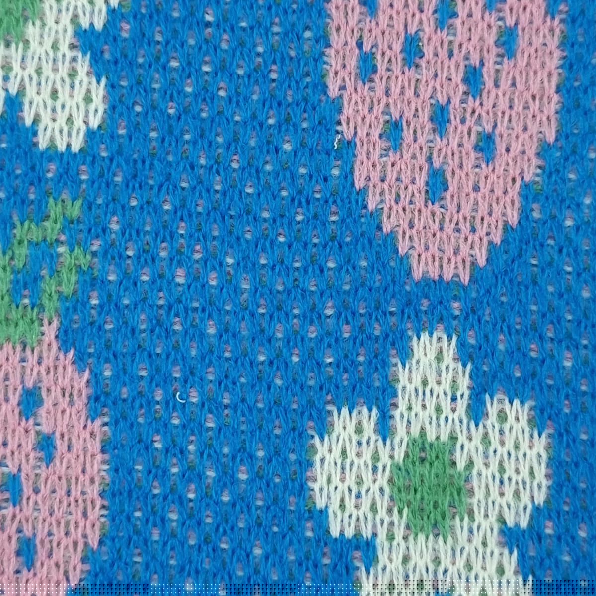 Floral Jacquard Acrylic Knit Fabric - FAB 1526 - 1.Blue