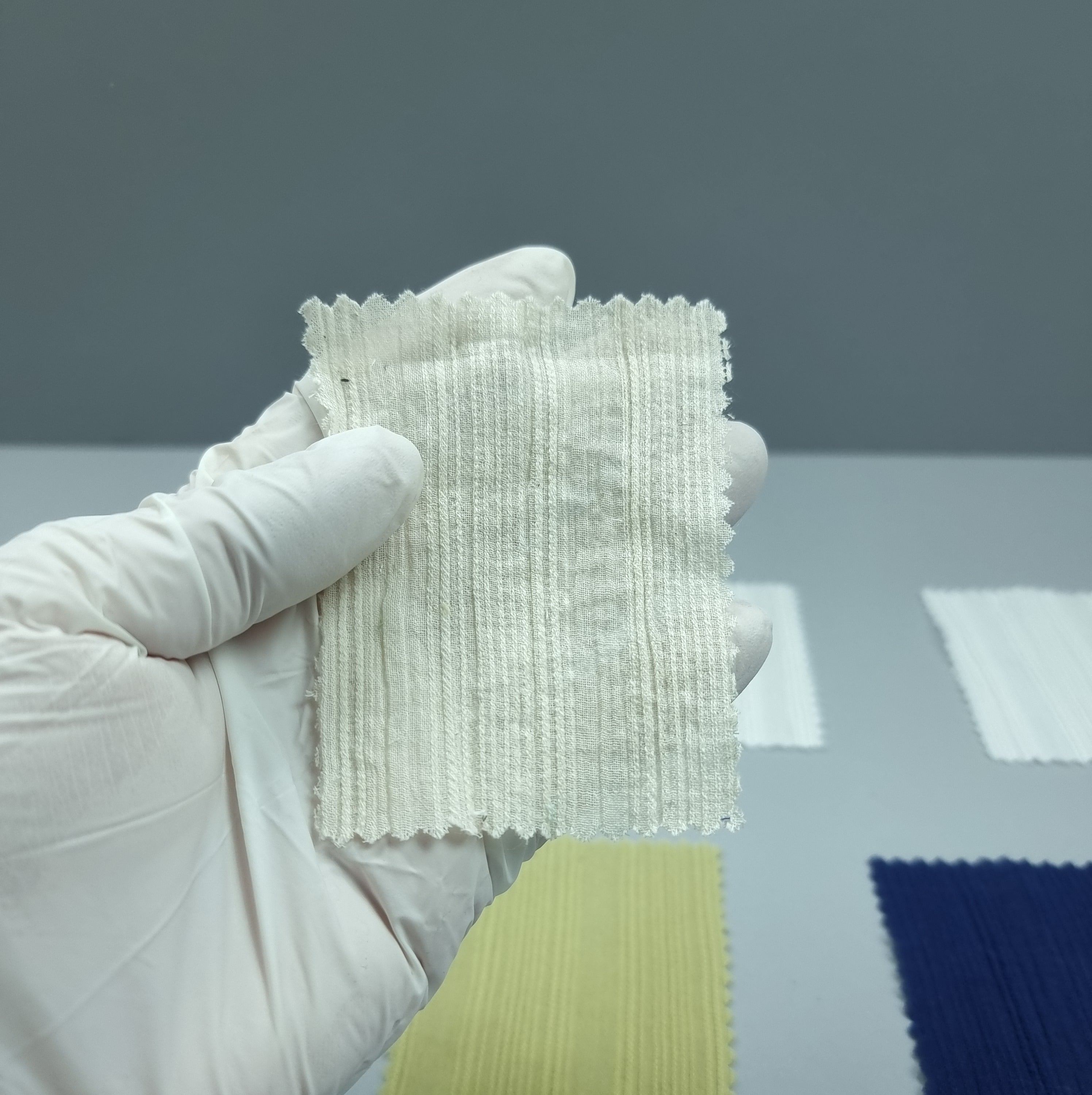 1.Ivory-2.Beige-3.Mint-4.Ivory White-5.White - Cotton Stripe Woven Fabric - FAB 1413