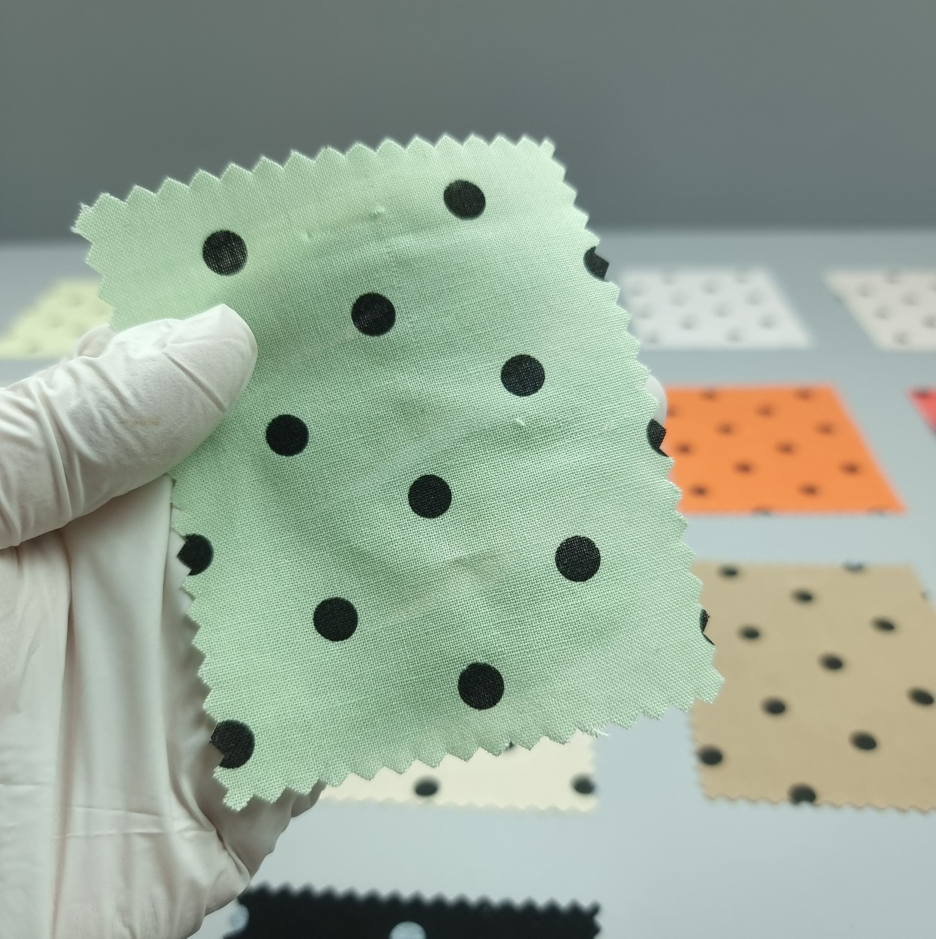 7mm Polka Dots Tencel Linen Enzyme Wash Woven Fabric | FAB1417 | 1.Light Green, 2.Light Yellow, 3.Orange, 4.PInk, 5.Very Light Pink, 6.Light Pink, 7.Light PInk, 8.Yellow, 9.Yellow, 10.Lilac by Fabricis.com #