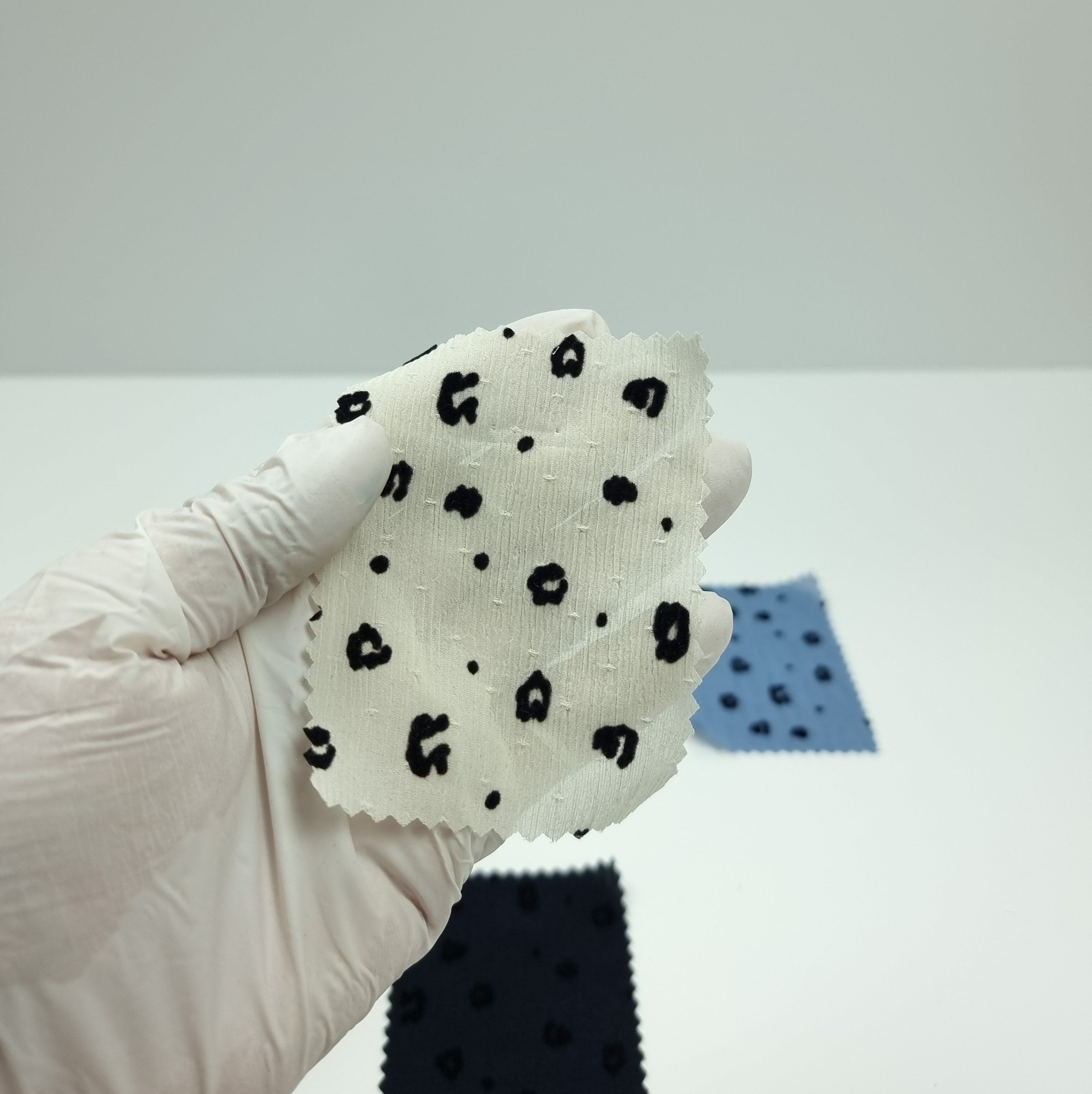 1.Beige-2.Ivory-3.Pink-4.Mint-5.Blue - Animal Flocking Yoryu Polyester Woven Fabric - FAB 1458