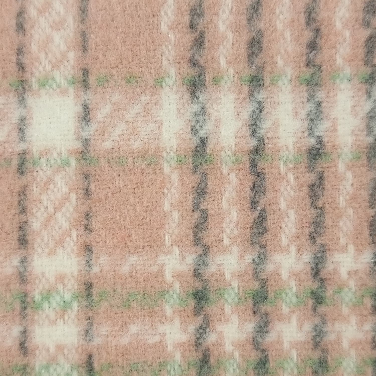 1.Beige-2.Pink-3.Grey-4.Black-Swatch - Check Brushed Wool Polyester Woven Fabric - FAB 1503