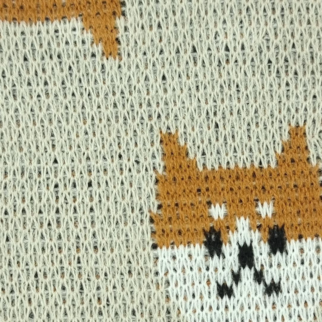 1.Pink-2.Ivory-3.Yellow-4.Blue-Swatch - Animal Jacquard Acrylic Knit Fabric - FAB 1519