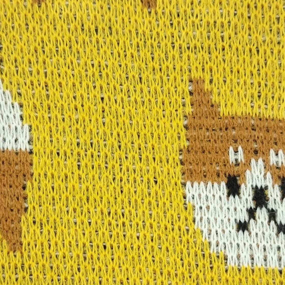 1.Pink-2.Ivory-3.Yellow-4.Blue-Swatch - Animal Jacquard Acrylic Knit Fabric - FAB 1519