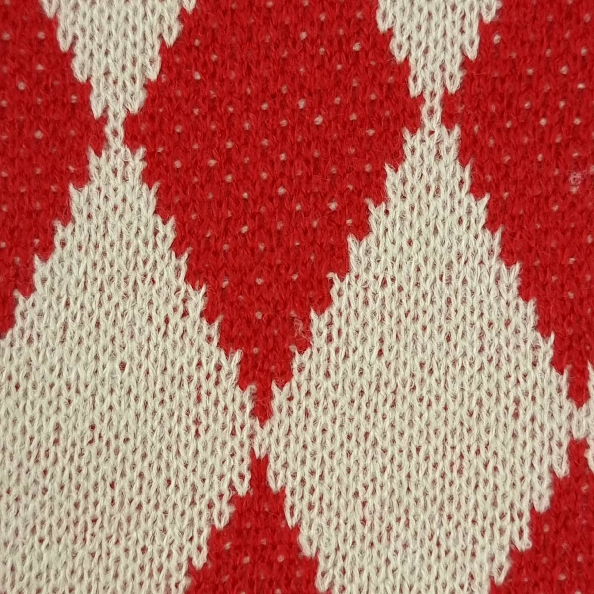 Diamond Jacquard Acrylic Knit Fabric - FAB 1523 - 3.Red