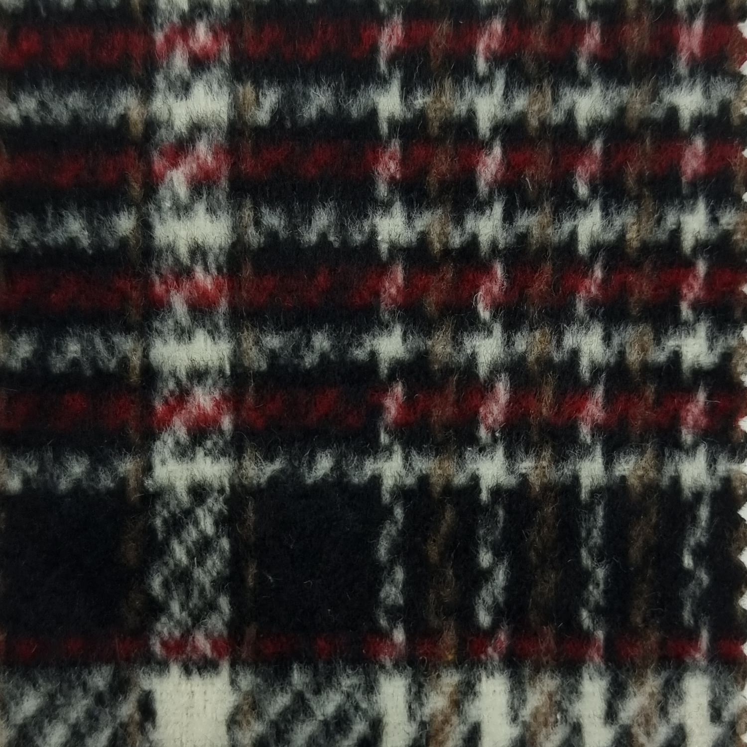 1.Beige-2.Pink-3.Grey-4.Black-Swatch - Check Brushed Wool Polyester Woven Fabric - FAB 1503