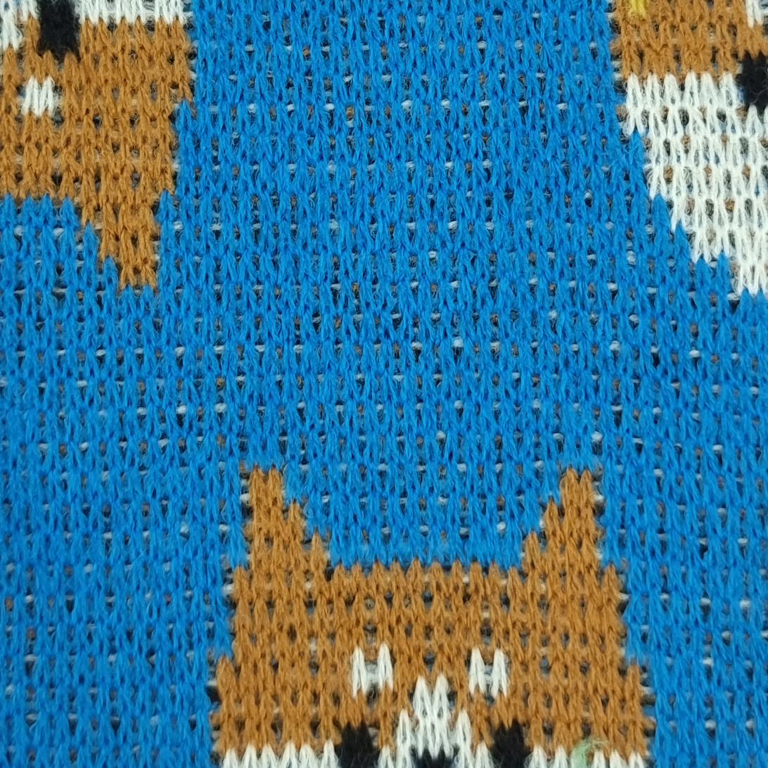 1.Pink-2.Ivory-3.Yellow-4.Blue-Swatch - Animal Jacquard Acrylic Knit Fabric - FAB 1519