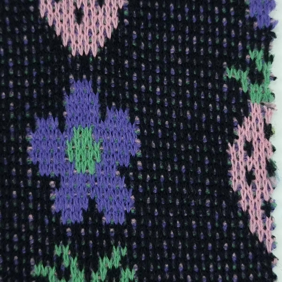 Floral Jacquard Acrylic Knit Fabric - FAB 1526 - 4.Black