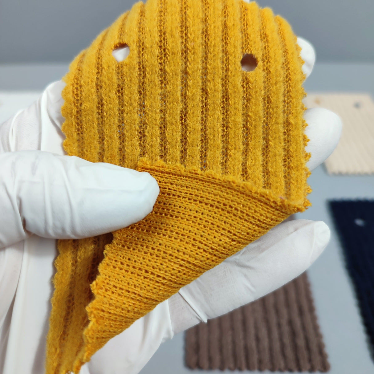 Rib Brush Polyester Spandex Knit | FAB1361 | 1.Beige, 2.Pink, 3.Ivory, 4.Blue, 5.Blue, 6.Pink, 7.Beige, 8.Yellow, 9.Pink, 10.Red by Fabricis.com #