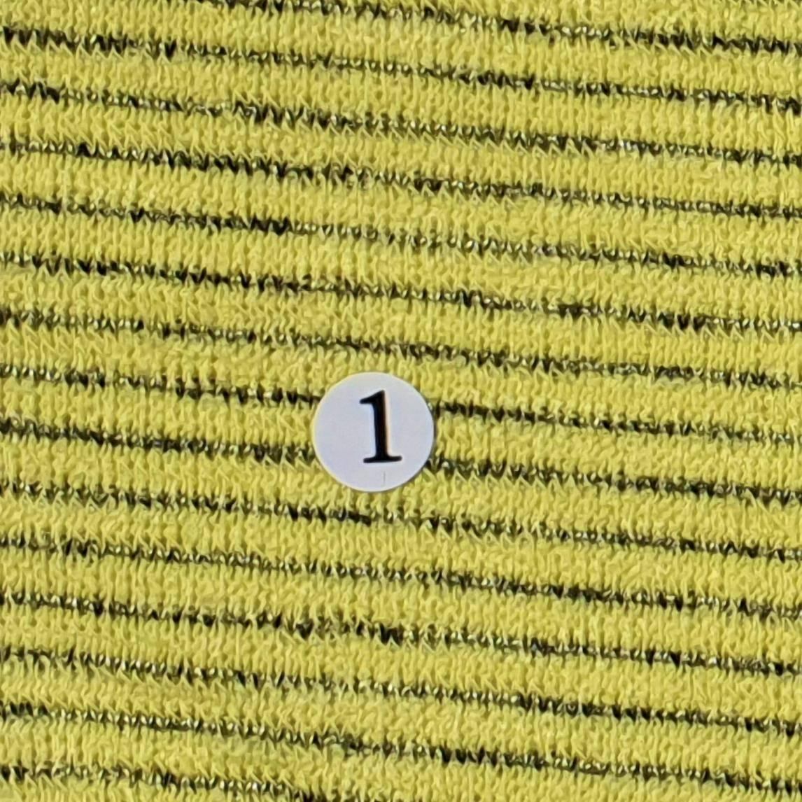 1.Yellow-2.Ivory-3.Beige-4.Pink-5.Fuchsia - Dope Dyed Stripe Poly Span Knit Fabric - FAB 1033