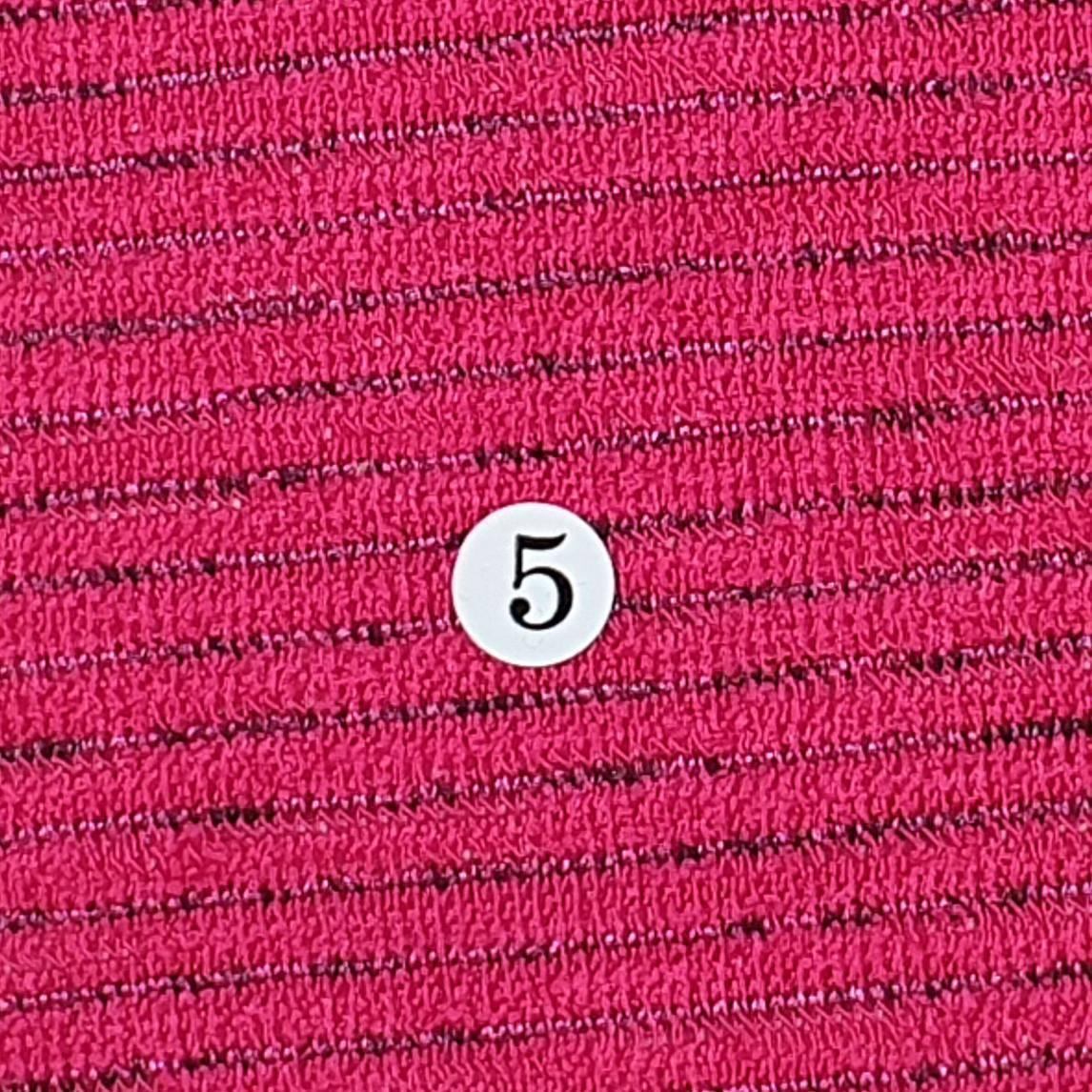 1.Yellow-2.Ivory-3.Beige-4.Pink-5.Fuchsia - Dope Dyed Stripe Poly Span Knit Fabric - FAB 1033