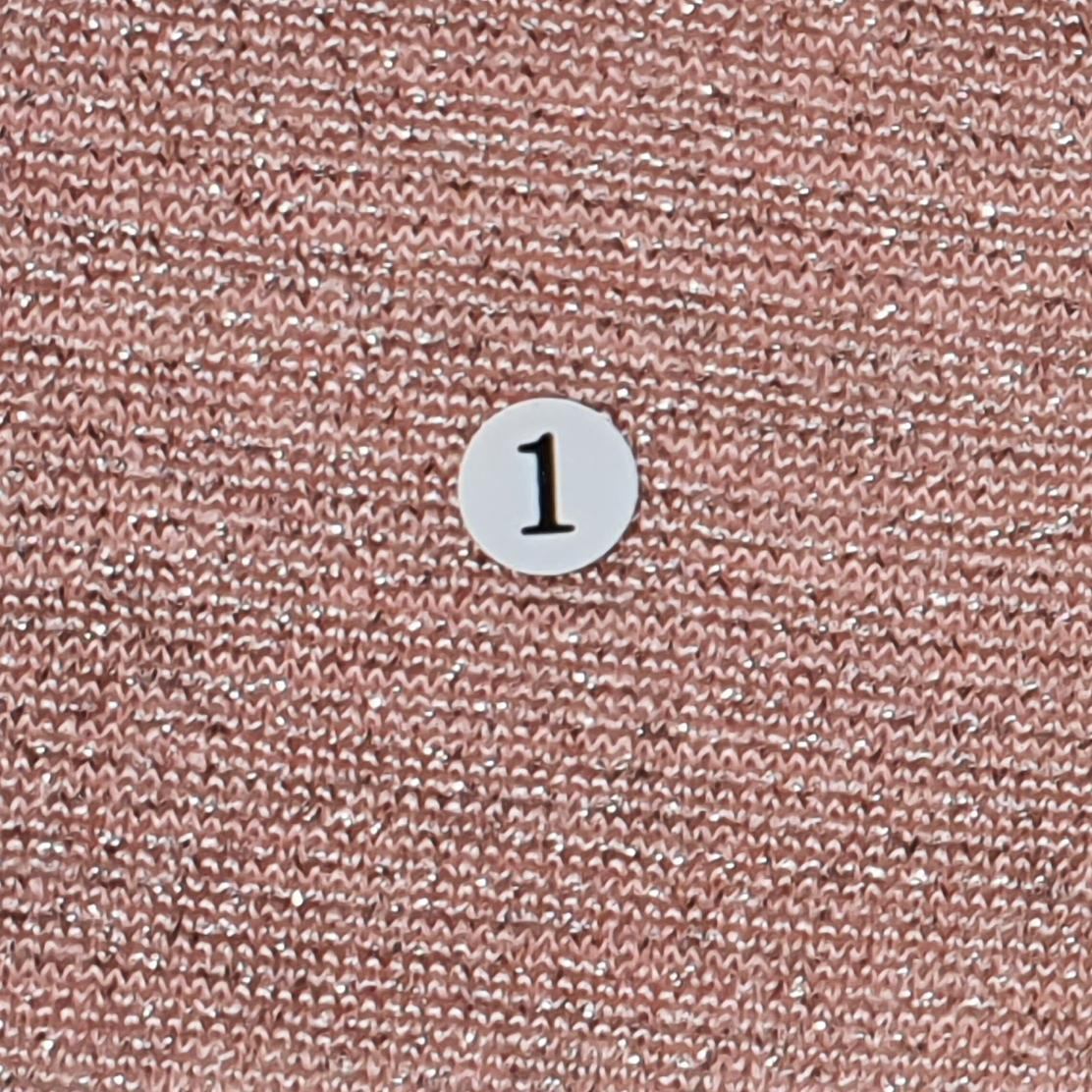 1.Pink-2.Beige-3.Royal-4.Red-5.Purple - Silver Metallic Poly Span Knit Fabric - FAB 1056