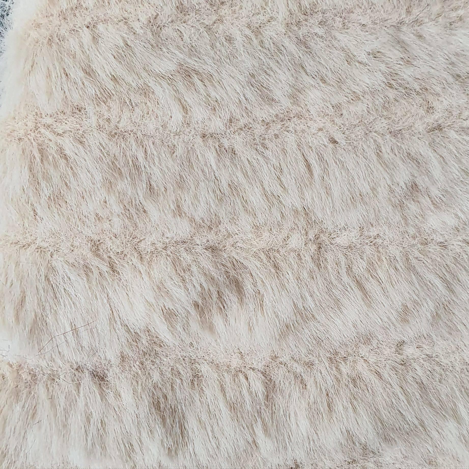Weft Small Stripe Faux Fur Fabric - FAB 1097 - 2.Beige