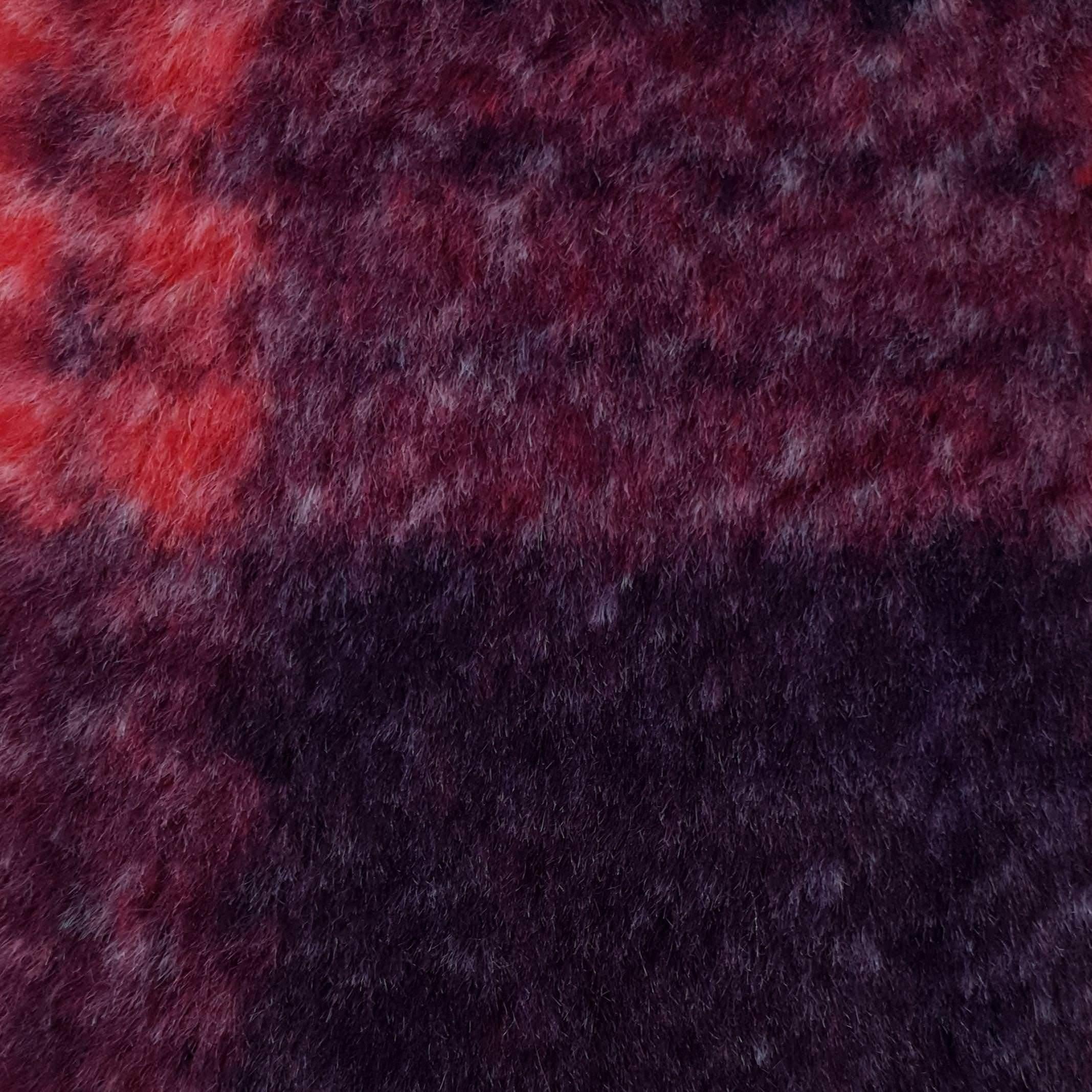 Vivid Check Faux Fur - FAB 1202 - 6.Plum Red