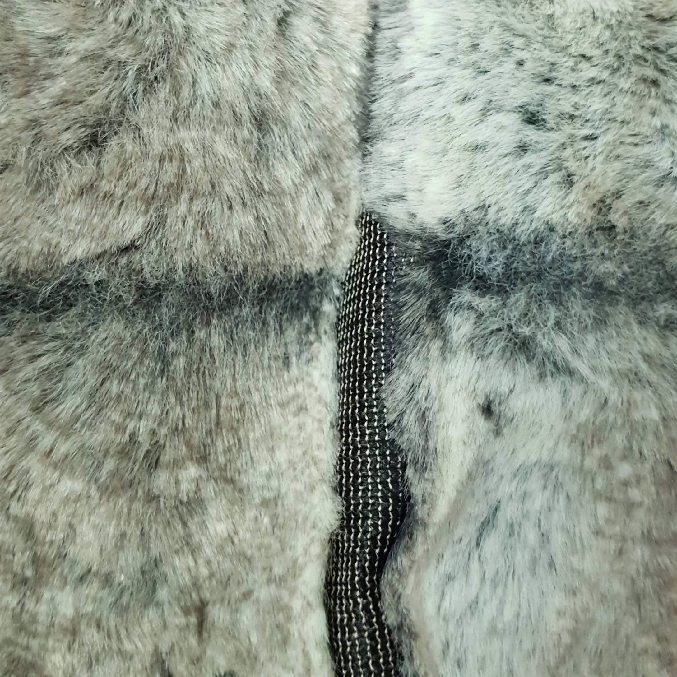 Square Texture Faux Fur Fabric - FAB 1208 - 1.Grey Ivory