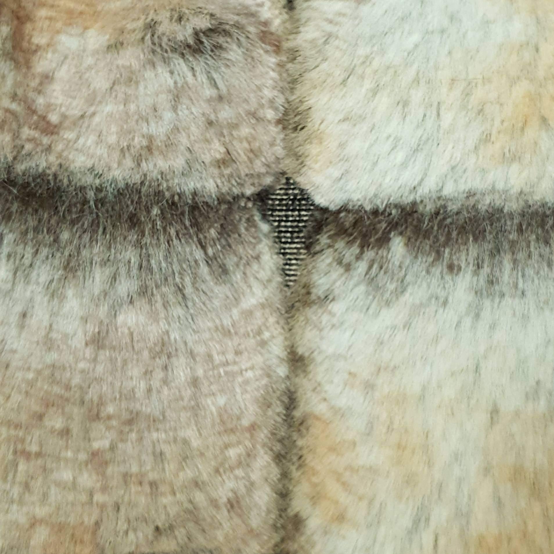 Square Texture Faux Fur Fabric - FAB 1208 - 2.Brown Ivory