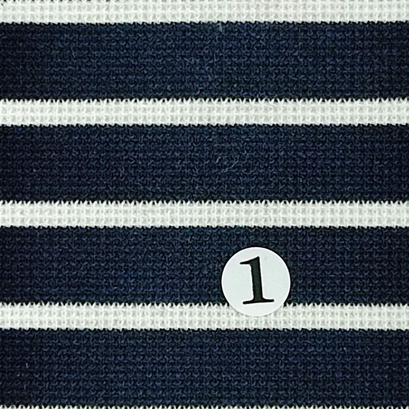 1.Navy-2.Black-3.Ivory-4.Ivory-5.Grey - 10mm Stripe T/R/S Knit - FAB 1258