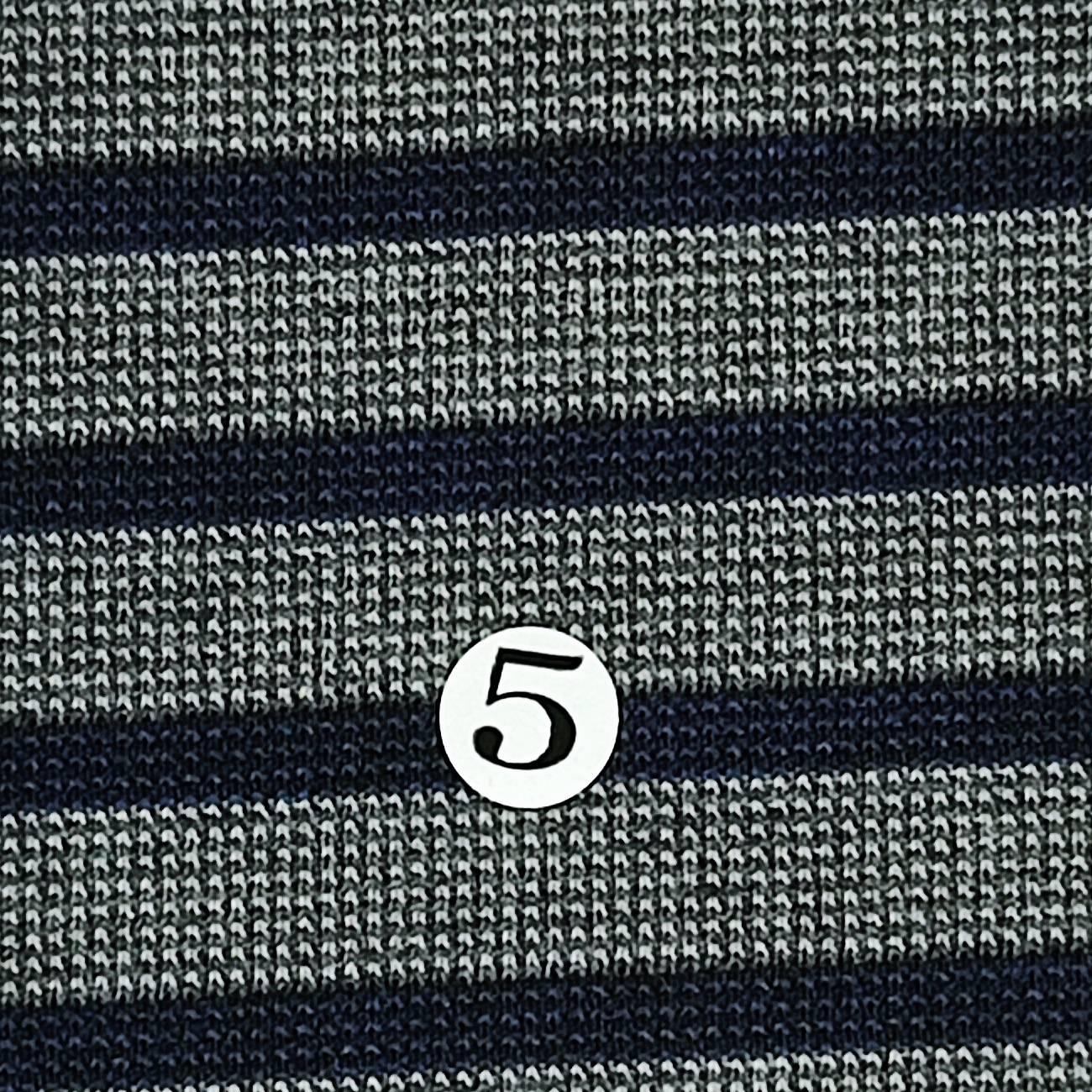 1.Navy-2.Black-3.Ivory-4.Ivory-5.Grey - 10mm Stripe T/R/S Knit - FAB 1258
