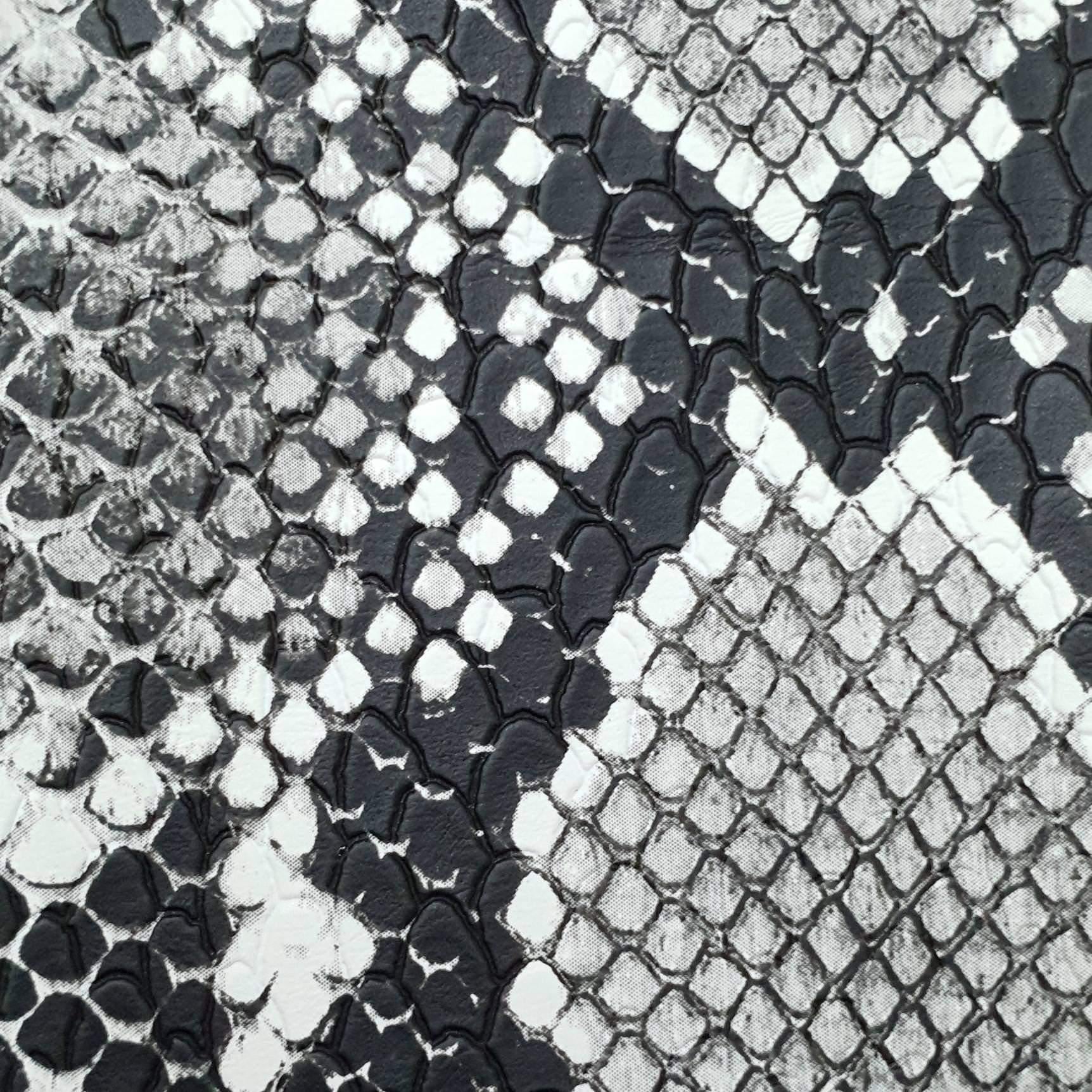 1.Black Grey-2.Black-3.Brown-4.Grey-5.Blue - Fake Snake Skin PU Rayon Fabric - FAB 1297