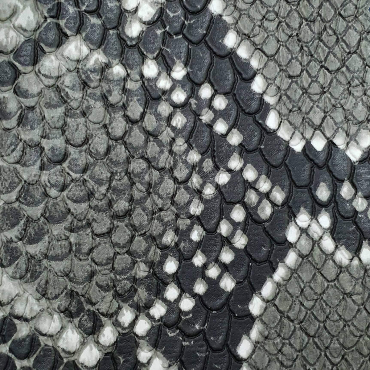 1.Black Grey-2.Black-3.Brown-4.Grey-5.Blue - Fake Snake Skin PU Rayon Fabric - FAB 1297
