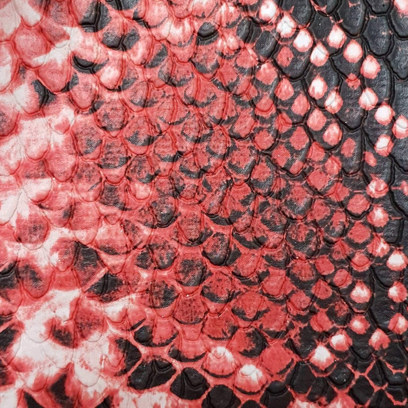 1.Black Grey-2.Black-3.Brown-4.Grey-5.Blue - Fake Snake Skin PU Rayon Fabric - FAB 1297