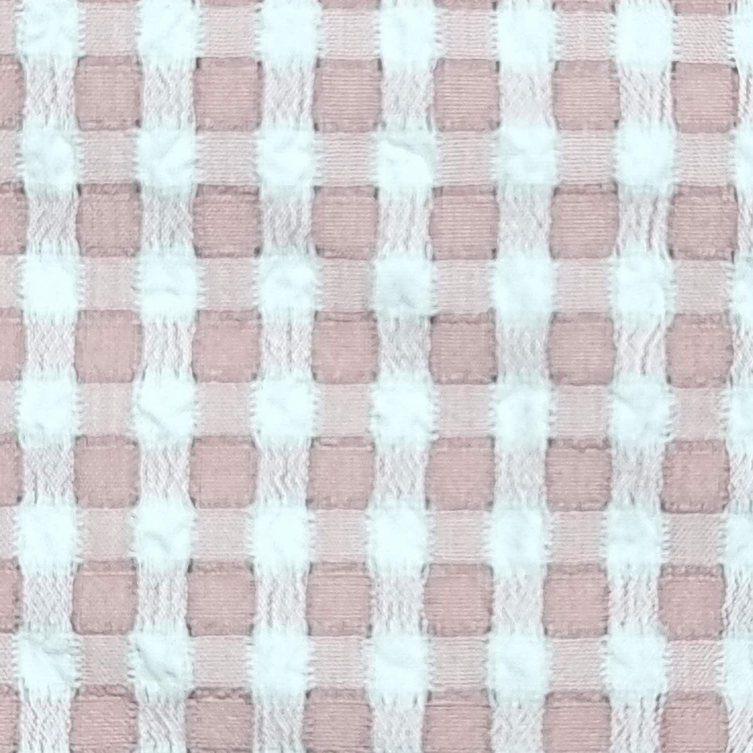 Gingham Rugs Polyester Spandex Woven Fabric - FAB 1416 - 6.Pink Red