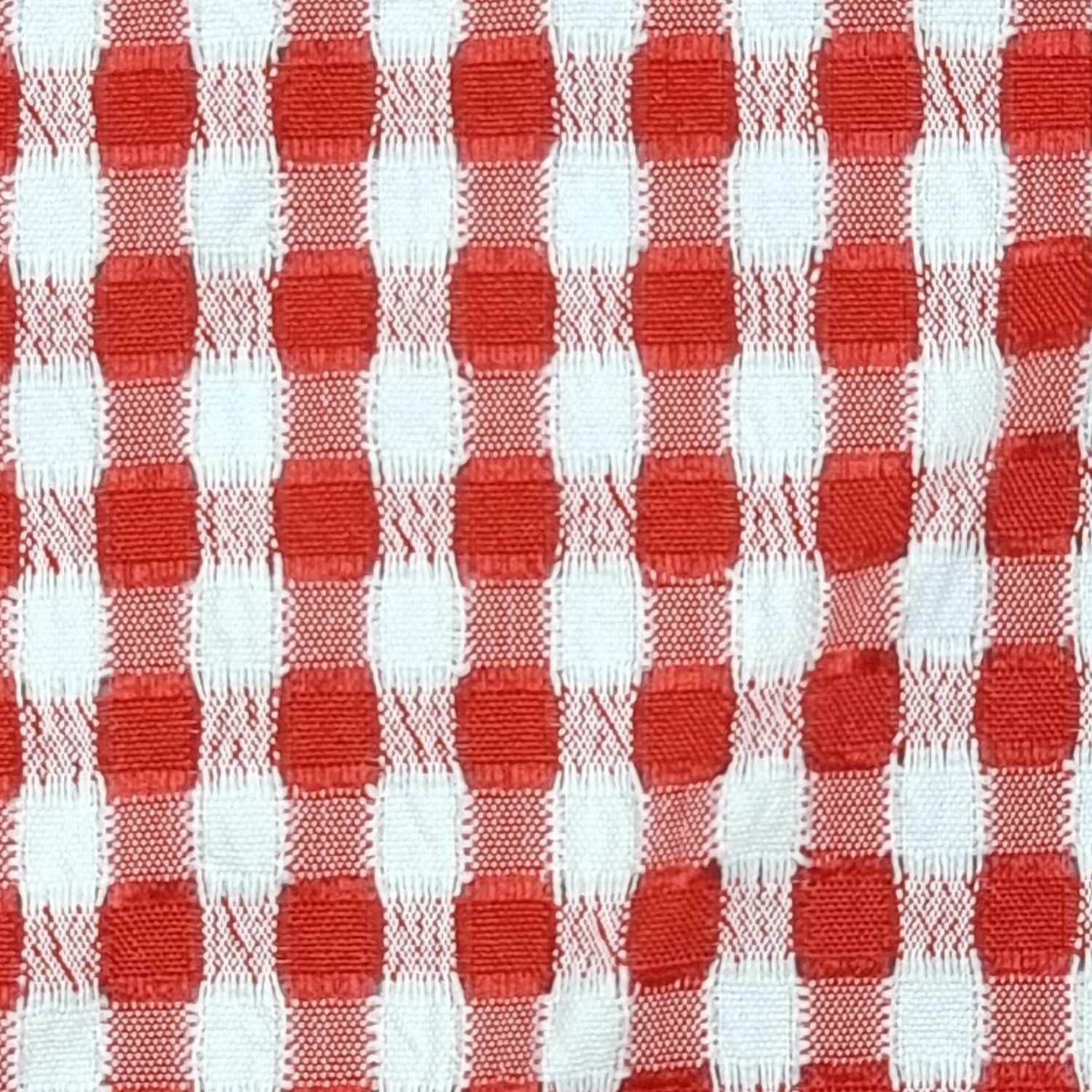 Gingham Rugs Polyester Spandex Woven Fabric - FAB 1416 - 7.Red