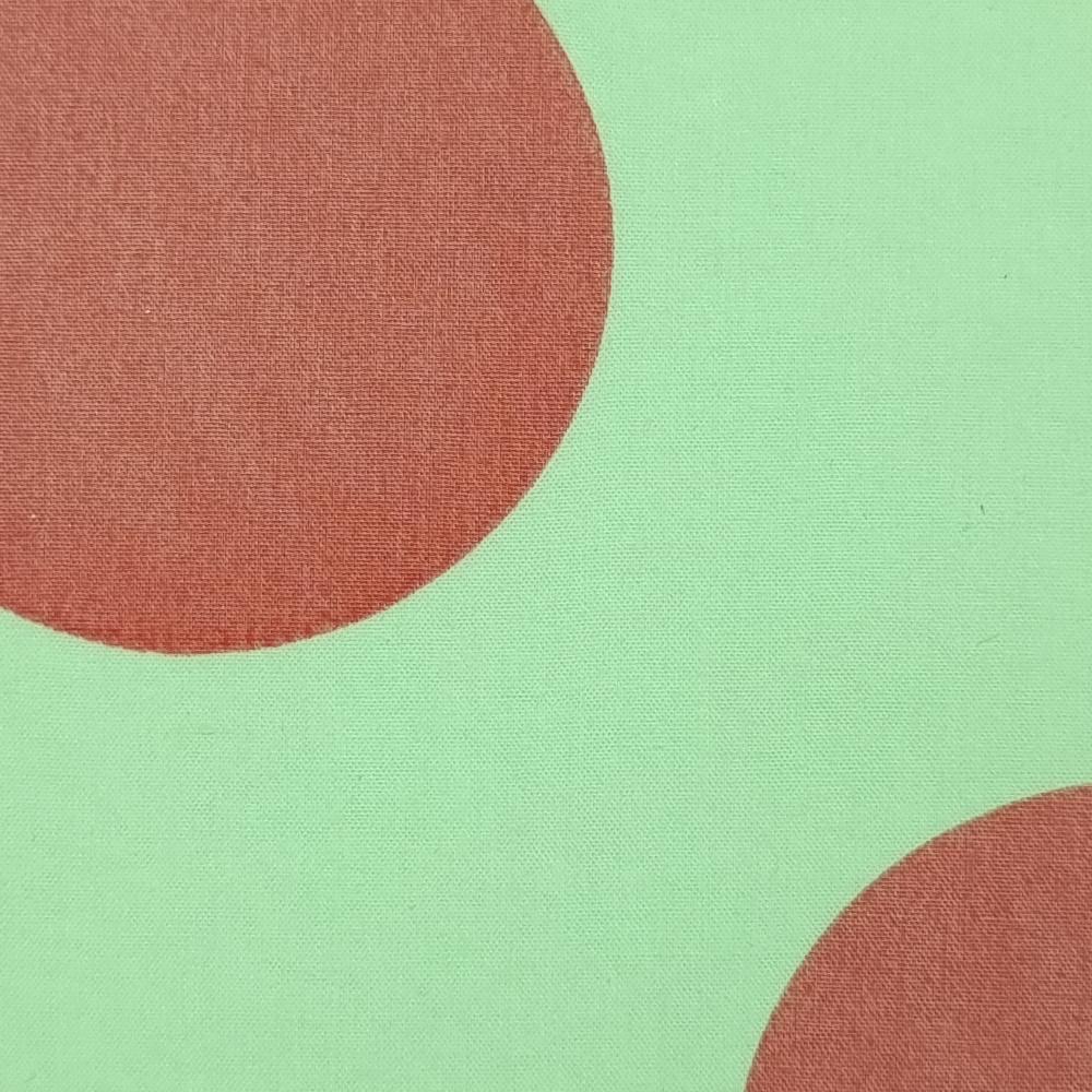 1.Beige/Blue-2.Green/Red-3.Pink/Violet-4.Blue/Green-5.White/Green - 50mm Dots Enzyme Cotton Woven Fabric - FAB 1420