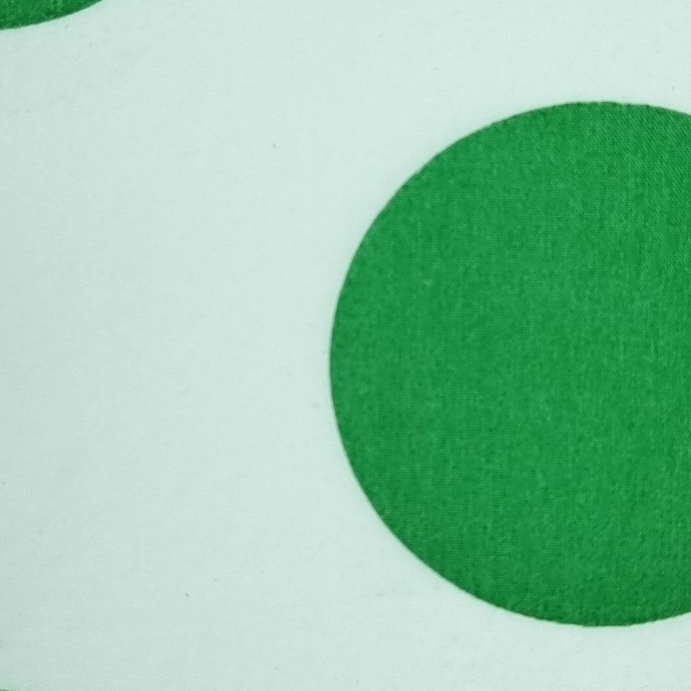 1.Beige/Blue-2.Green/Red-3.Pink/Violet-4.Blue/Green-5.White/Green - 50mm Dots Enzyme Cotton Woven Fabric - FAB 1420