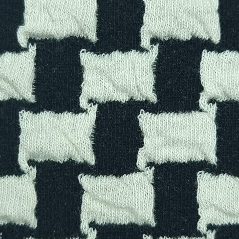 Fukuro Cotton Polyester Spandex Knit Fabric - FAB 1431 - 10.Black White