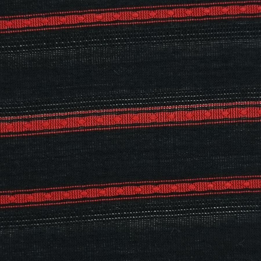 Stripe Rayon Nylon Polyester Woven Fabric-Black Red