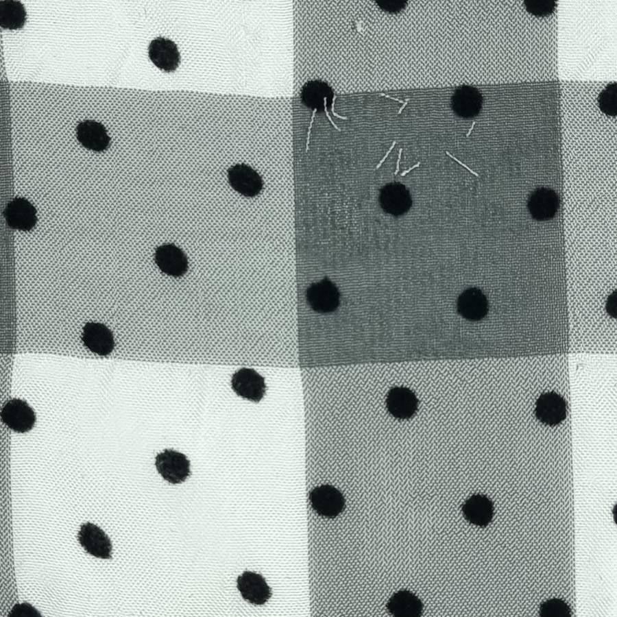 16mm Dots Flocking Check Polyester Woven Fabric-Black