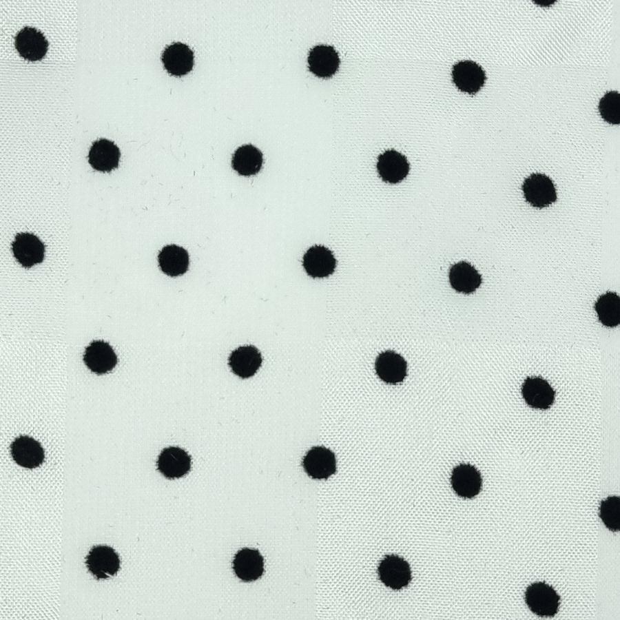 3mm Dots Flocking Check Polyester Woven Fabric - FAB 1457 - 2.White