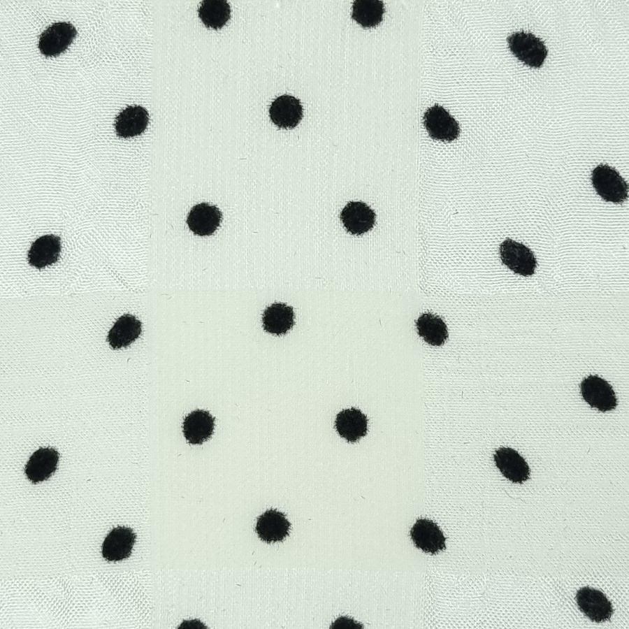 3mm Dots Flocking Check Polyester Woven Fabric - FAB 1457 - 3.Ivory
