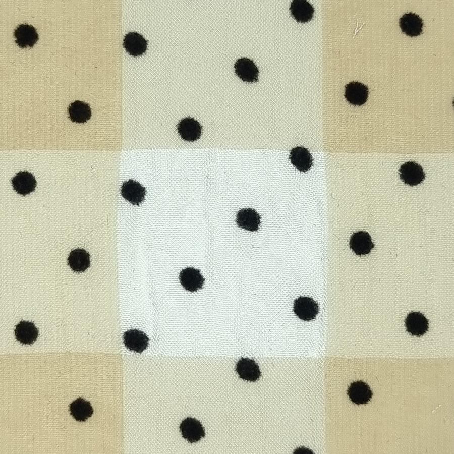 3mm Dots Flocking Check Polyester Woven Fabric - FAB 1457 - 4.Brown