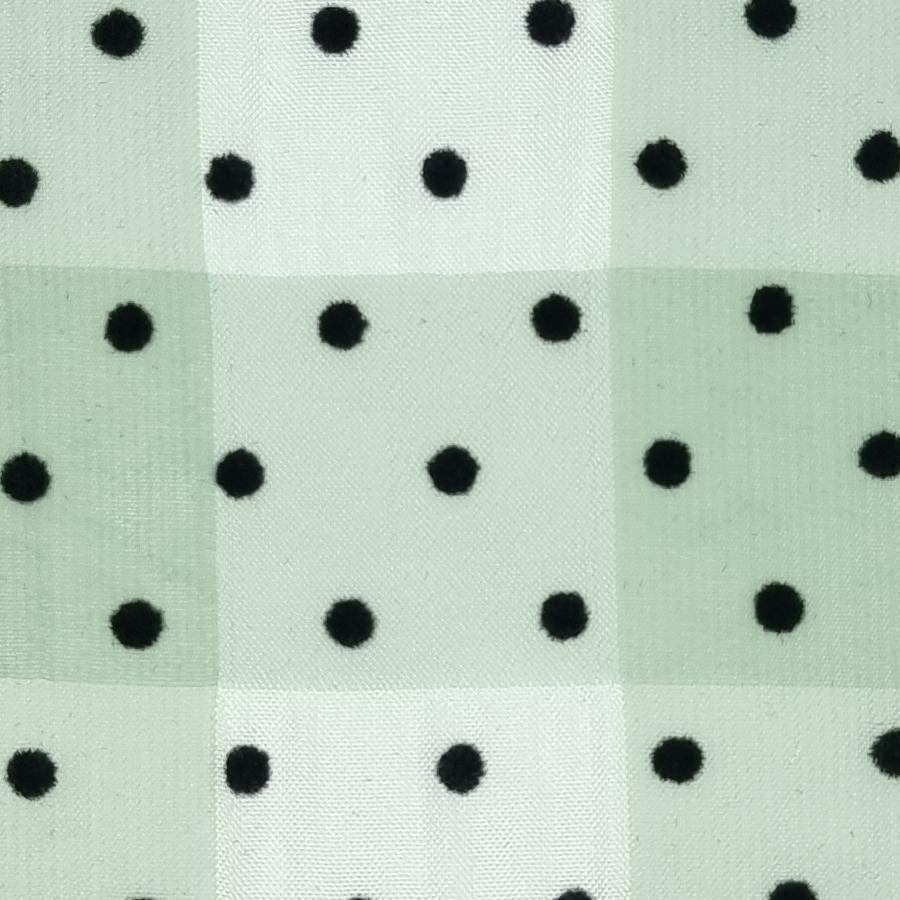 3mm Dots Flocking Check Polyester Woven Fabric - FAB 1457 - 5.Green