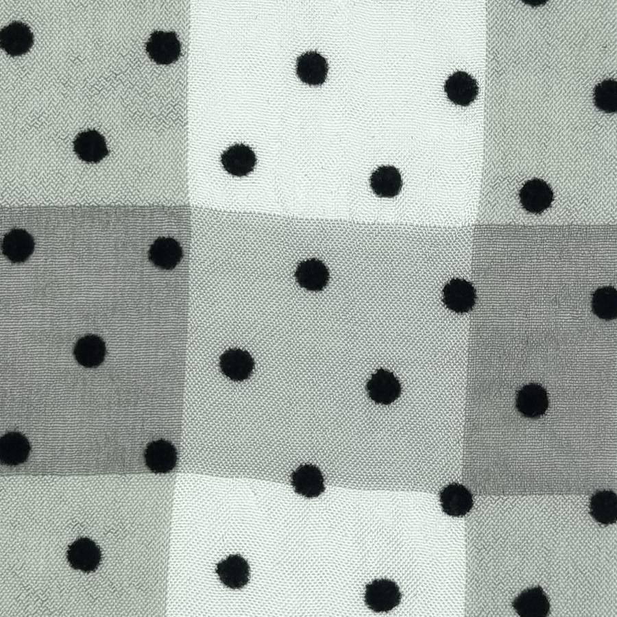 3mm Dots Flocking Check Polyester Woven Fabric - FAB 1457 - 7.Grey