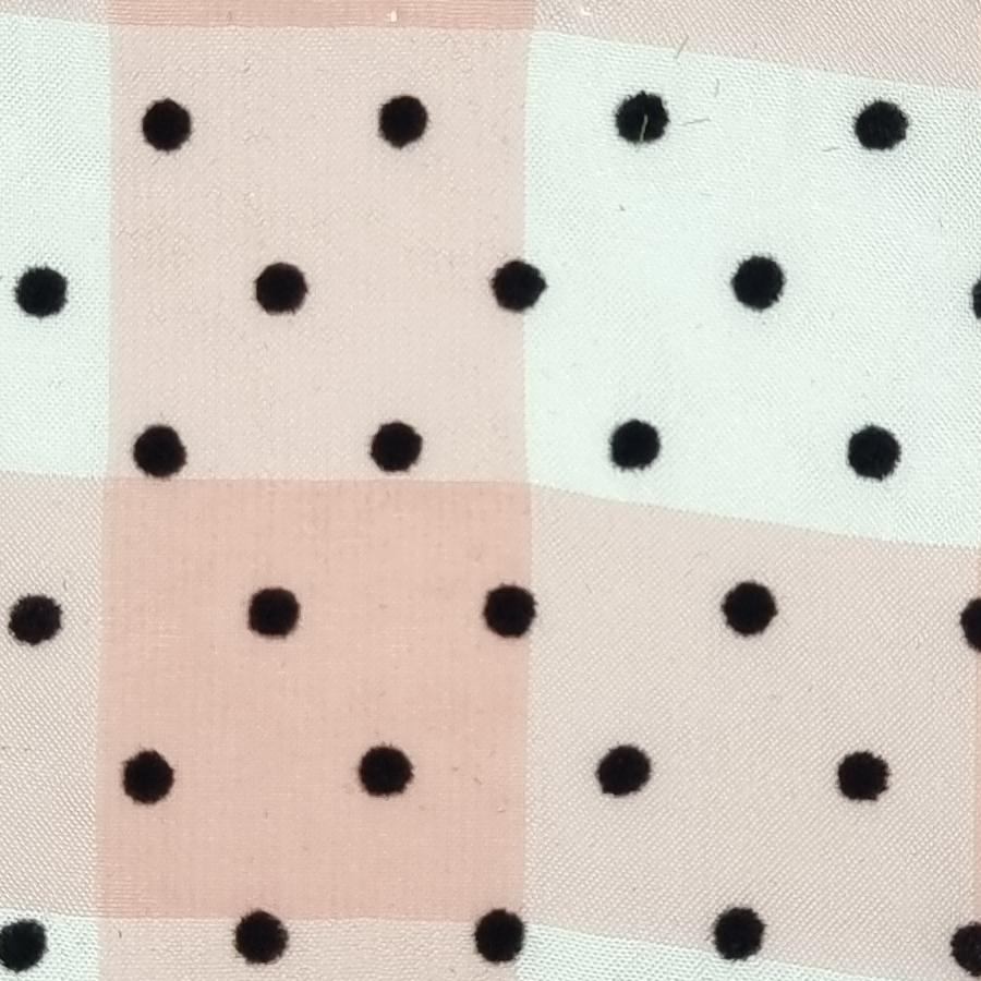 3mm Dots Flocking Check Polyester Woven Fabric | FAB1457 | 1.Blue, 2.White, 3.Ivory, 4.Brown, 5.Green, 6.Green, 7.Grey, 8.Pink, 9.Brown, 10.Purple by Fabricis.com #