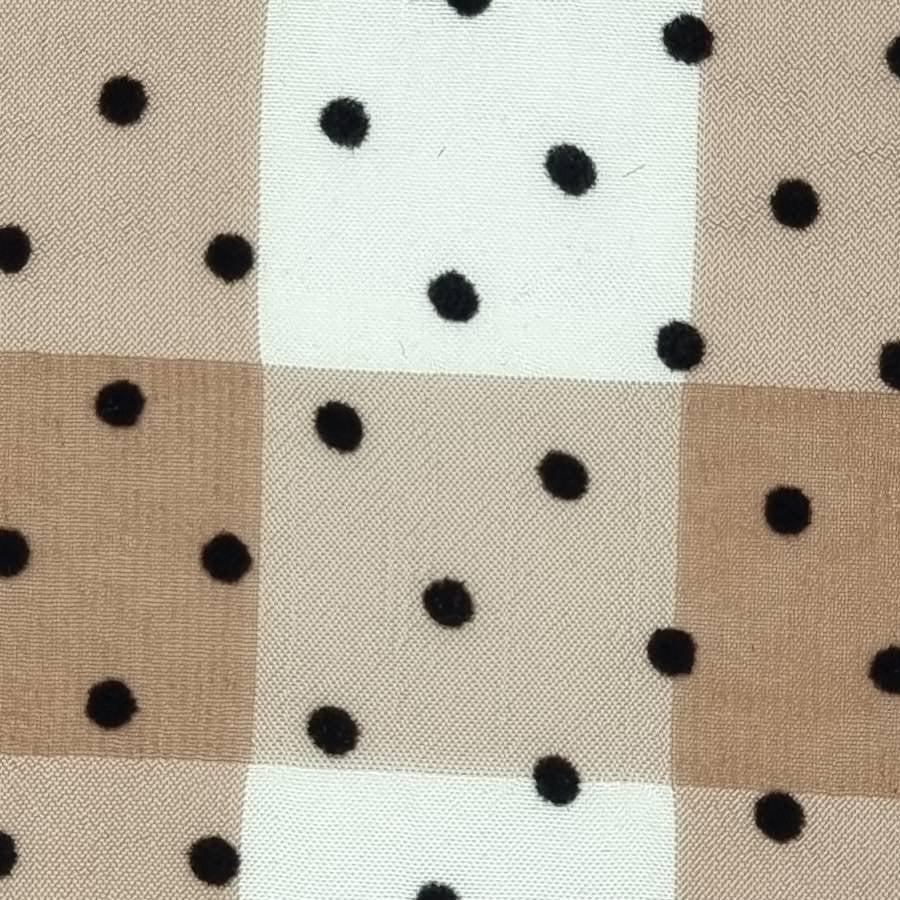 3mm Dots Flocking Check Polyester Woven Fabric - FAB 1457 - 9.Brown