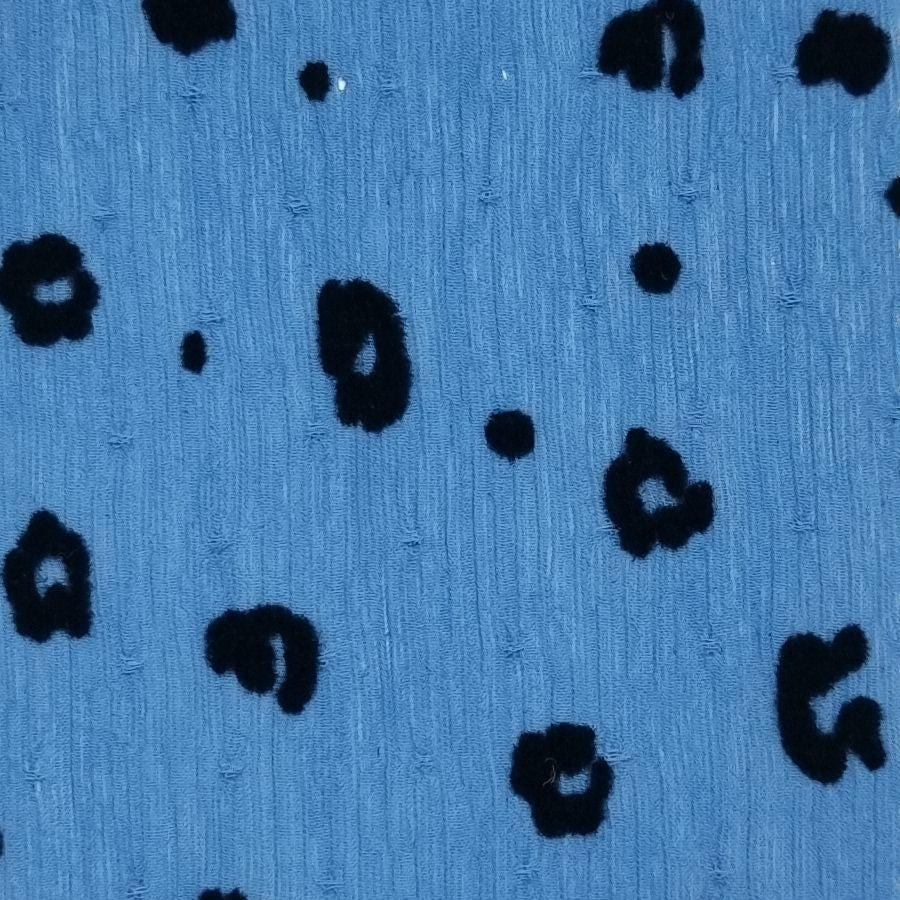 Animal Flocking Yoryu Polyester Woven Fabric - FAB 1458 - 6.Blue