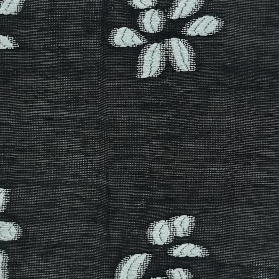 Floral Jacquard Tencel Nylon Polyester Woven Fabric - FAB 1459 - 16.Black