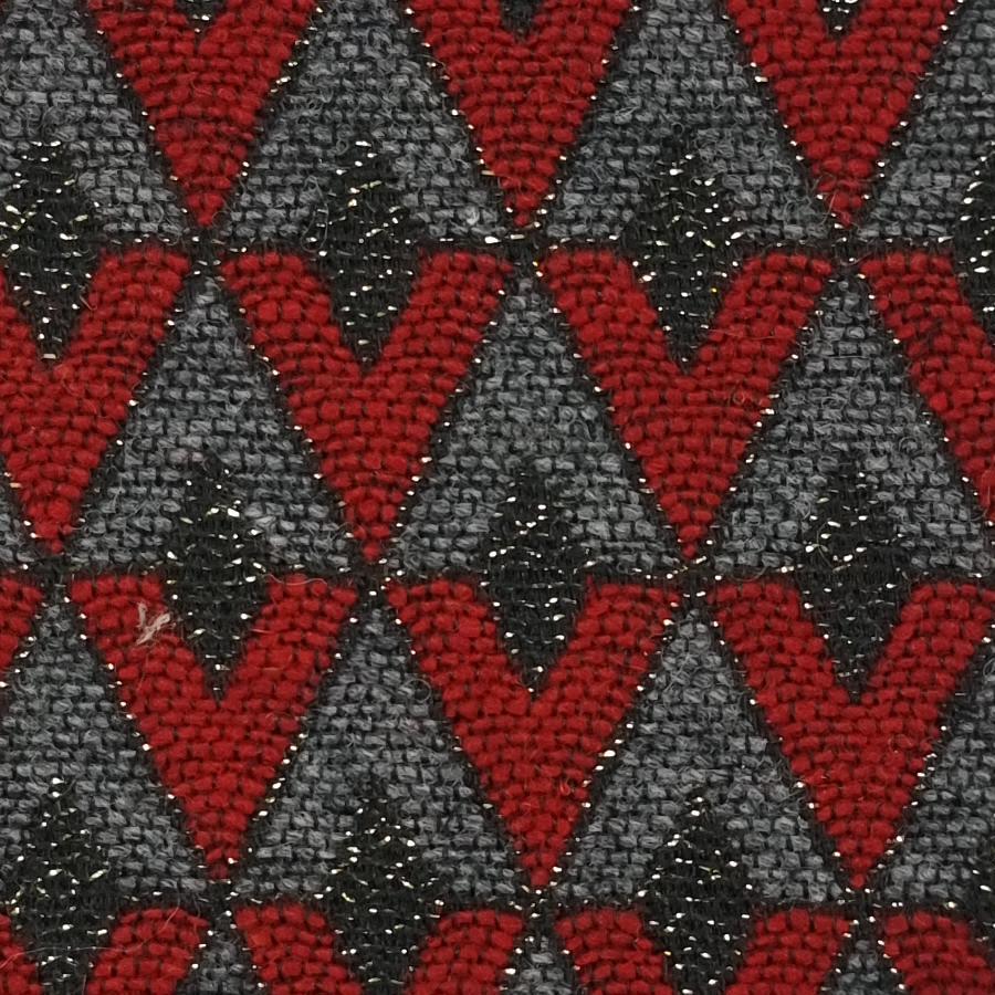 Jacquard Wool Polyester Acrylic Metallic Woven Fabric - FAB 1460 - 2.Red