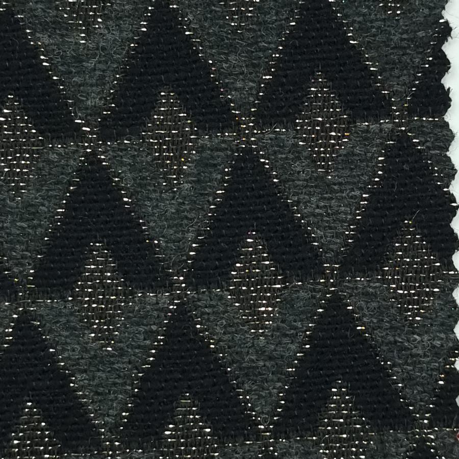 Jacquard Wool Polyester Acrylic Metallic Woven Fabric - FAB 1460 - 4.Black