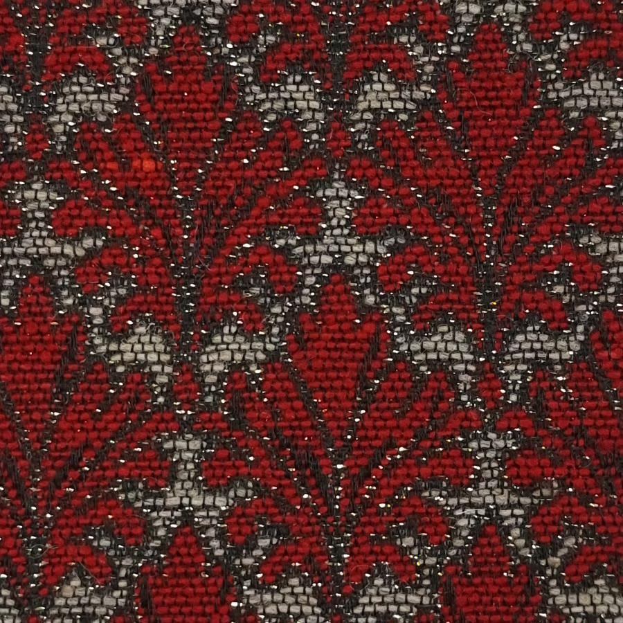 Jacquard Wool Polyester Acrylic Metallic Woven Fabric - FAB 1461 - 2.Red