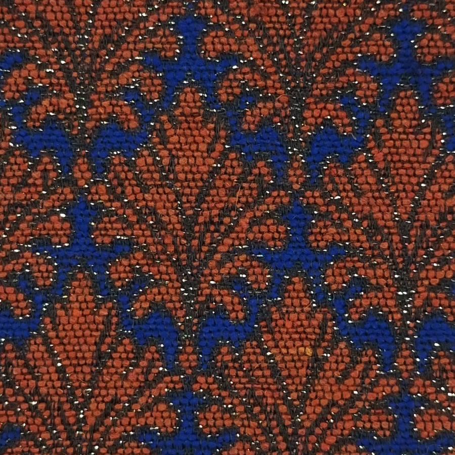 Jacquard Wool Polyester Acrylic Metallic Woven Fabric - FAB 1461 - 8.OrangeBlue