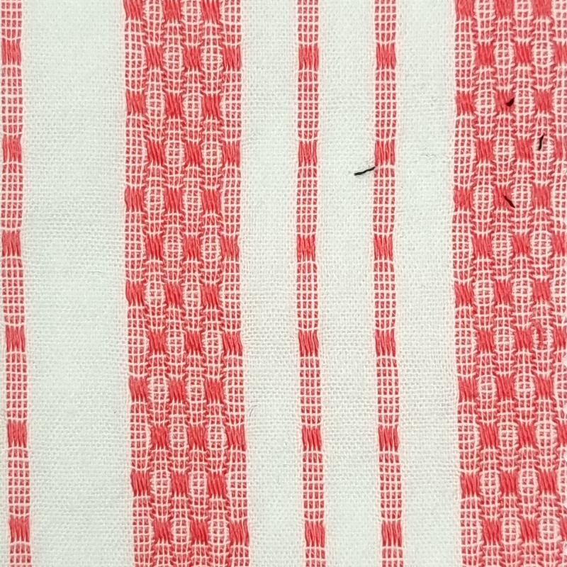 Stripe Jacquard Cotton Polyester Woven Fabric - FAB 1462 - 13.Red