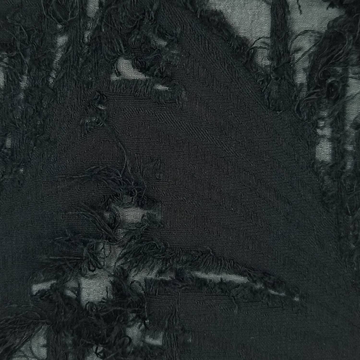 Feather Geometric Jacquard Polyester Woven Fabric - FAB 1482 - 7.Black
