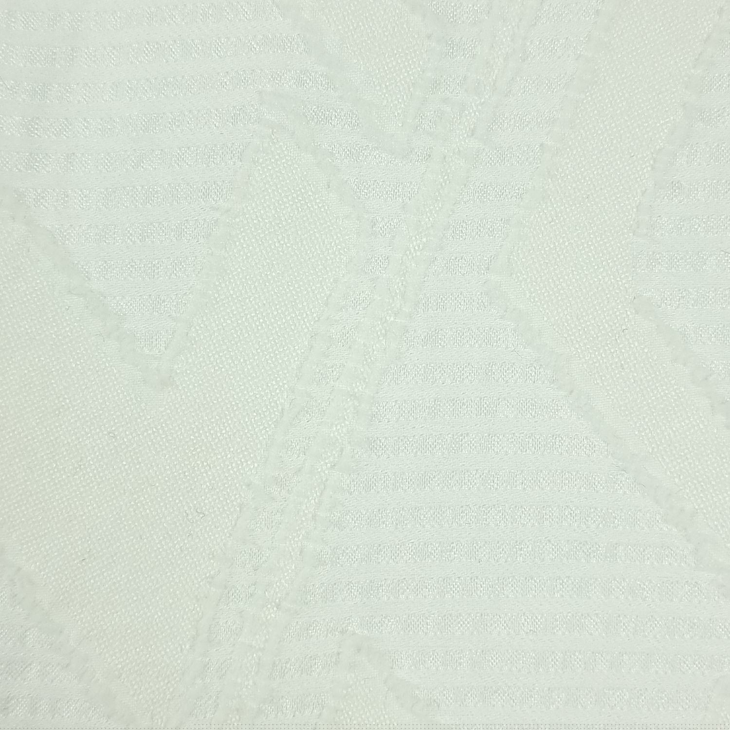 Geometric Stripe Polyester Rayon Woven Fabric - FAB 1483 - 4.White