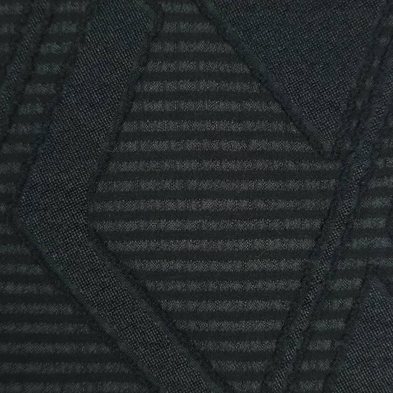 Geometric Stripe Polyester Rayon Woven Fabric - FAB 1483 - 5.Black