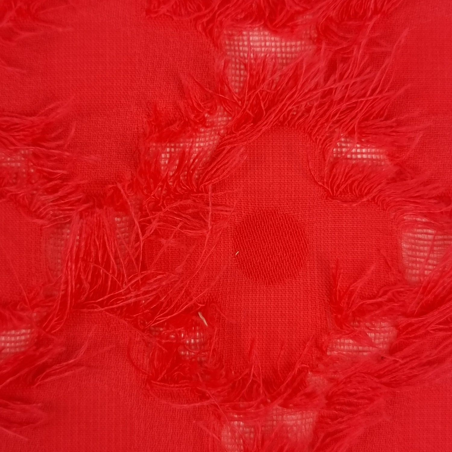 Feather Foral Jacquard Polyester Woven Fabric - FAB 1484 - 6.Red